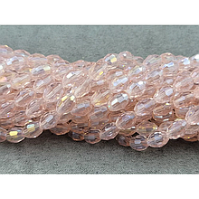 Намистини Скло овал 6*8мм, рожевий з переливом