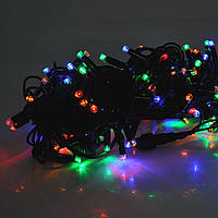 Гирлянды 100LED (ДИОД) Red/Green/Blue/Yellow, 10 метров, черная изоляция (уличная), BOX