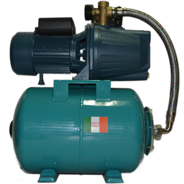 Насосна станція на базі насоса JET100L HWD(Grundfos) гарантія 2 р(чуг. довгий) на баку 24 л. Італія, зелений