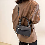 Жіноча класична сумка 8658 крос-боді на ремінці через плече чорна, фото 3