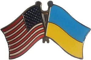 Парний прапор України значок 25х40 мм. Пін Україна. Пін США. Україна та Америка RESTEQ значок