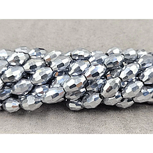 Намистини Скло овал 6*8мм, срібло