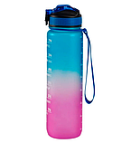 Мотиваційна пляшка для води 1л з часом, без BPA, Tritan фітнес, спорт, прогулянка bwr, фото 2