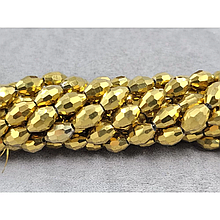 Намистини Скло овал 6*8мм, золото