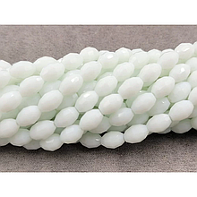 Намистини Скло овал 6*8мм, білий матовий