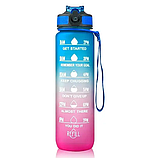 Мотиваційна пляшка для води Refill 1л з часом Blue-Pink, фото 4