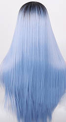 Довга блакитна перука омбре RESTEQ 66 см, пряме волосся градієнт, перуки з високоякісних синтетичних волокон