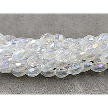 Намистини Скло овал 6*8мм, прозорий з переливом