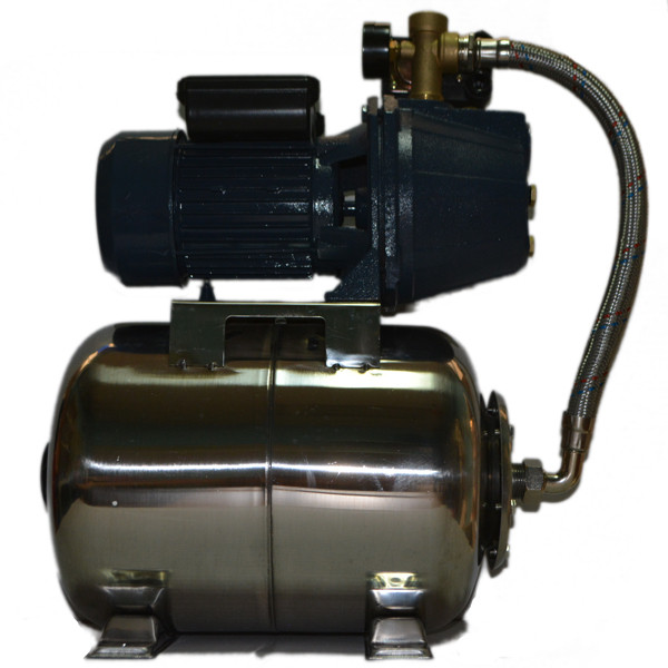 Насосна станція на базі насоса FWR Jet100S гарантія 2 р (чуг. короткий) на баку 24 л. Польща, нержавіюча сталь, фото 1