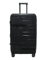 Большой надежный дорожный чемодан полипропилен на 4 колесах размер L Milano цвет черный чемодан прочный