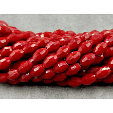 Намистини Скло овал 6*8мм, червоний матовий