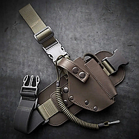 Набедренная кобура для пистолета Макарова PM Gun Holster PRO. С подсумком и страховочным шнуром, натур кожа