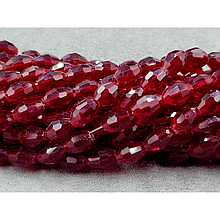 Намистини Скло овал 6*8мм, червоний прозорий