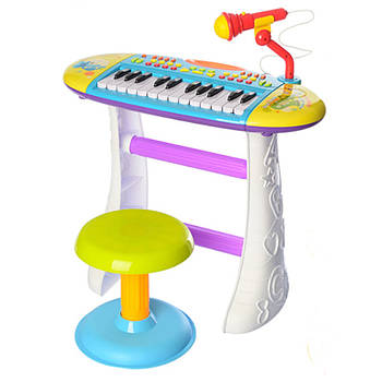 Дитячий синтезатор з караоке на 24 клавішами на ніжках зі стільчиком та мікрофоном LIMO TOY BB383BD