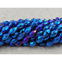 Намистини Скло овал 6*8мм, синій металік