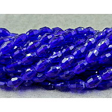 Намистини Скло овал 6*8мм, синій