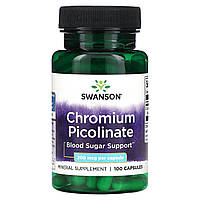 Хром пиколинат 200 мкг Swanson Chromium Picolinate для поддержания уровня сахара в крови 100 капсул