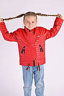 Вітрівка дитяча для дівчинки червоного кольору розмір 134 Уцінка 156437M