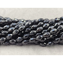 Намистини Скло овал 6*8мм, чорний