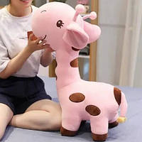Плюшевый жираф, мягкие игрушки, плюшевая игрушка жираф розовый 55 см