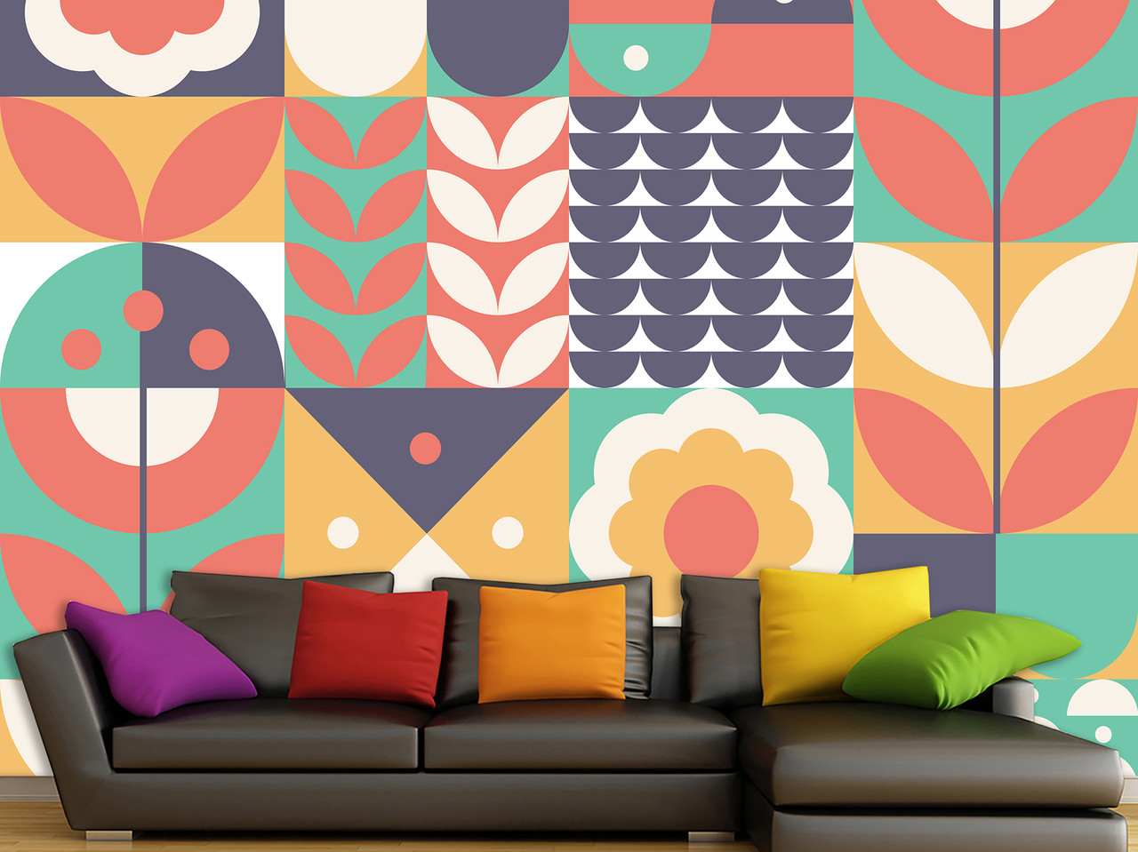 Фотошпалери на стіну, самоклеюча плівка Oracal у спальню, кухню, зал "Абстракція квітів", фото 1