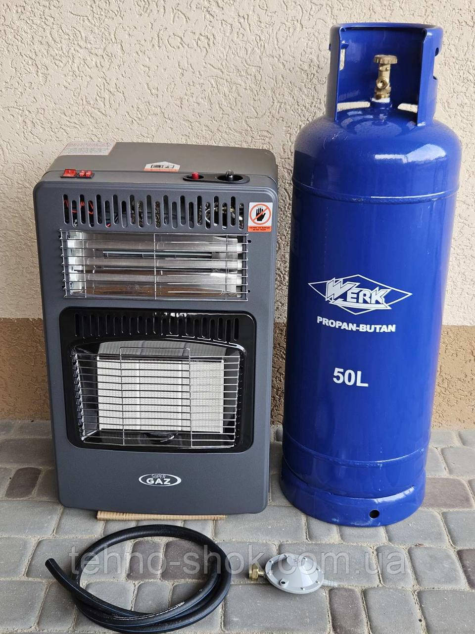 Газовий інфрачервоний обігрівач 2 в 1 Super Gaz KH10E Turbo + балон 50л ( вентилятор - електро ТЕНи )