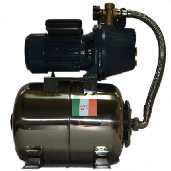 Насосна станція на базі насоса Jet100S HWD(Grundfos) гарантія (чуг. короткий)на баку 24 л. Італія, нержавіюча