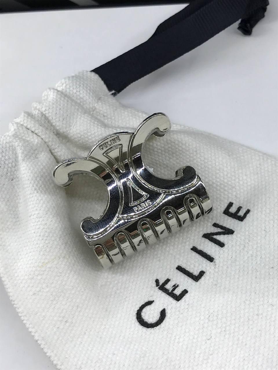 Шпилька краб маленький для волосся з логотипом Celine