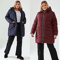 Куртка женская, зимняя, большого размера, от 60 до 66 р-ра, теплая, на синтепоне 250, с капюшоном, комфортная