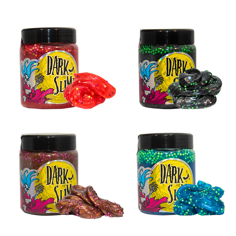 Слайм "Dark slime c кульками", 250г, ЦІНА ЗА 1ШТ, у банку 9,5*7см, Україна, ТМ Стратег