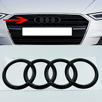 Передня емблема AUDI (Ауді) A1 (8X) 2010-2018, A4 (B7) 2004-2008 - Чорний глянець 263x87 мм, фото 2