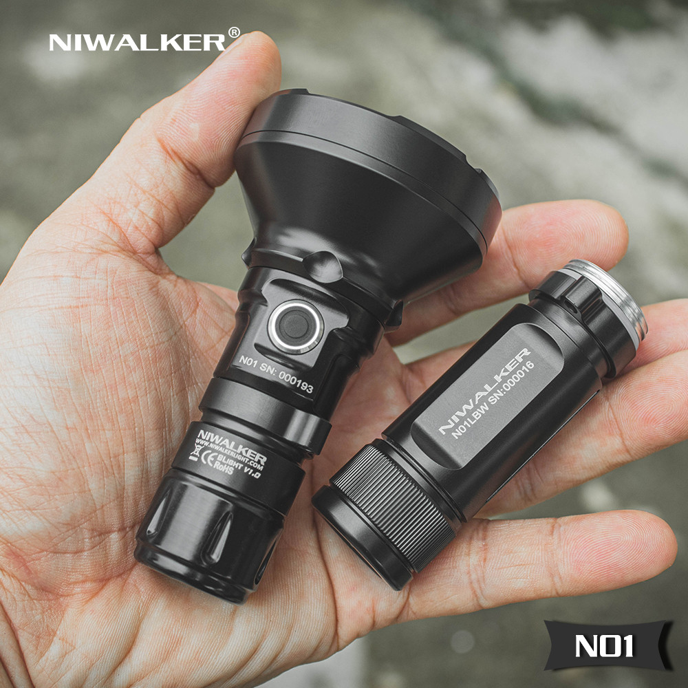 2в1 EDC Ліхтар NIWALKER Blight N01 Black + Акумулятор (750LM, 650м, USB-C, IP67, Два корпуси 18650+18350)