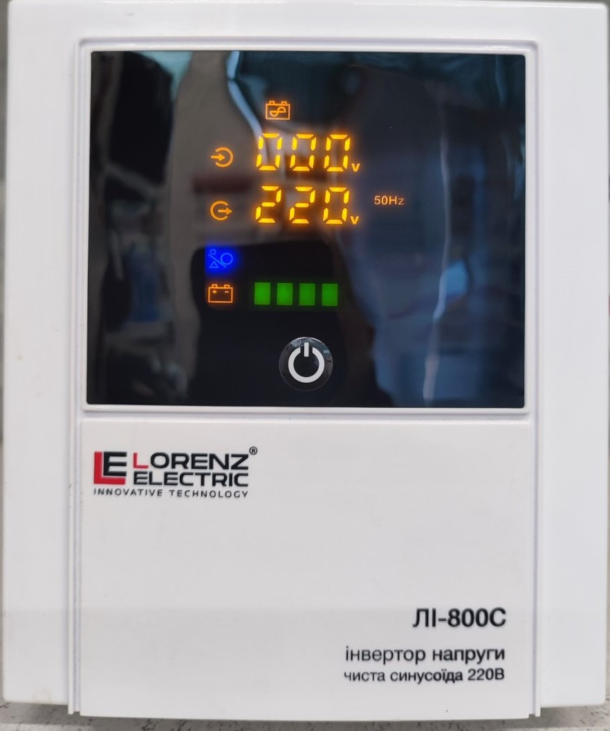 ДБЖ з правильною синусоїдою Lorenz Electric-800 LCD (500 Вт), 12 В, під зовнішній АКБ