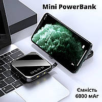 Компактный внешний портативный аккумулятор 6000 mAh Power Bank на 2 USB выхода (черный)