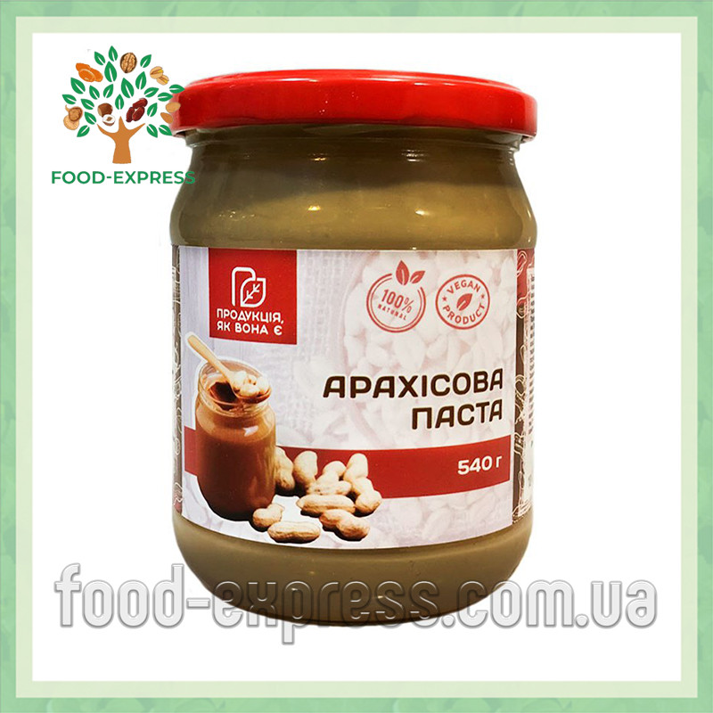 Арахісовий урбеч, горіхова паста натуральна (без цукру) 540г, фото 1