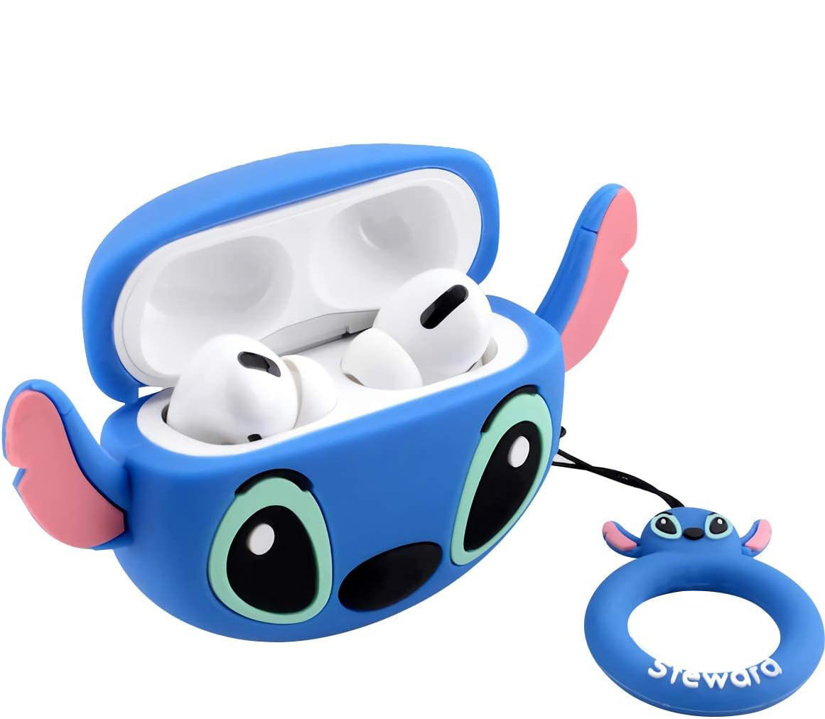 Чохол для AirPods Pro 2/1 — Стіч 3D Синій, силіконовий