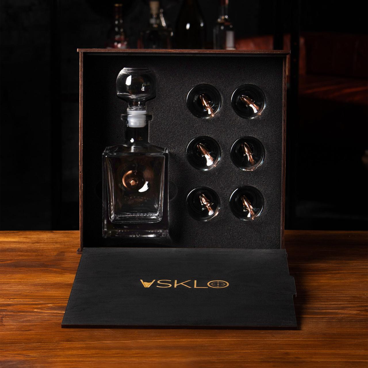 Набір ALL INCLUSIVE Набір Графин + 6 чарок із кулею сувенірний подарунковий набір, подарок до свят, фото 1