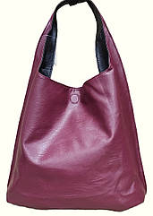 Жіноча сумка стильна мішок чорно-бордова двостороння