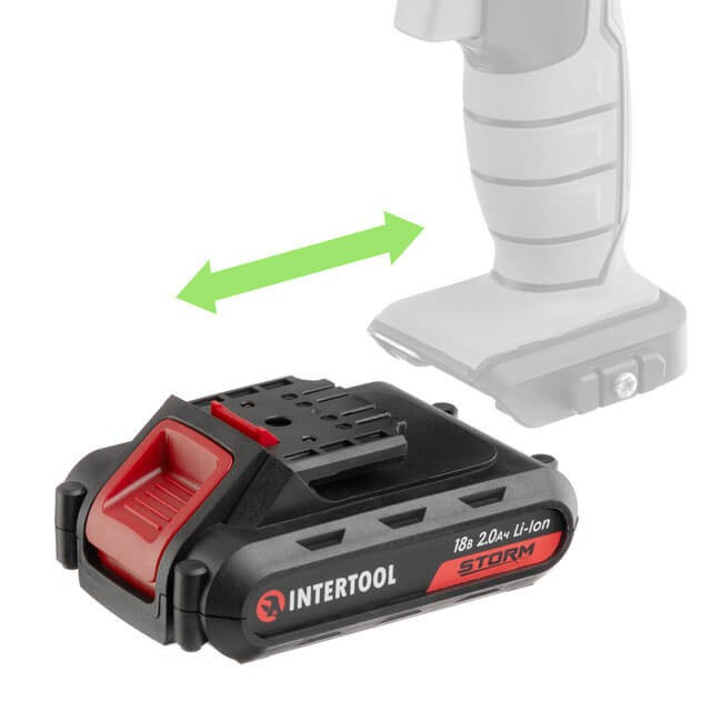 Акумулятор INTERTOOL DT-0316 18 В, літій-іон, 1.5 Аг, для шурупокрута DT-0315, фото 1