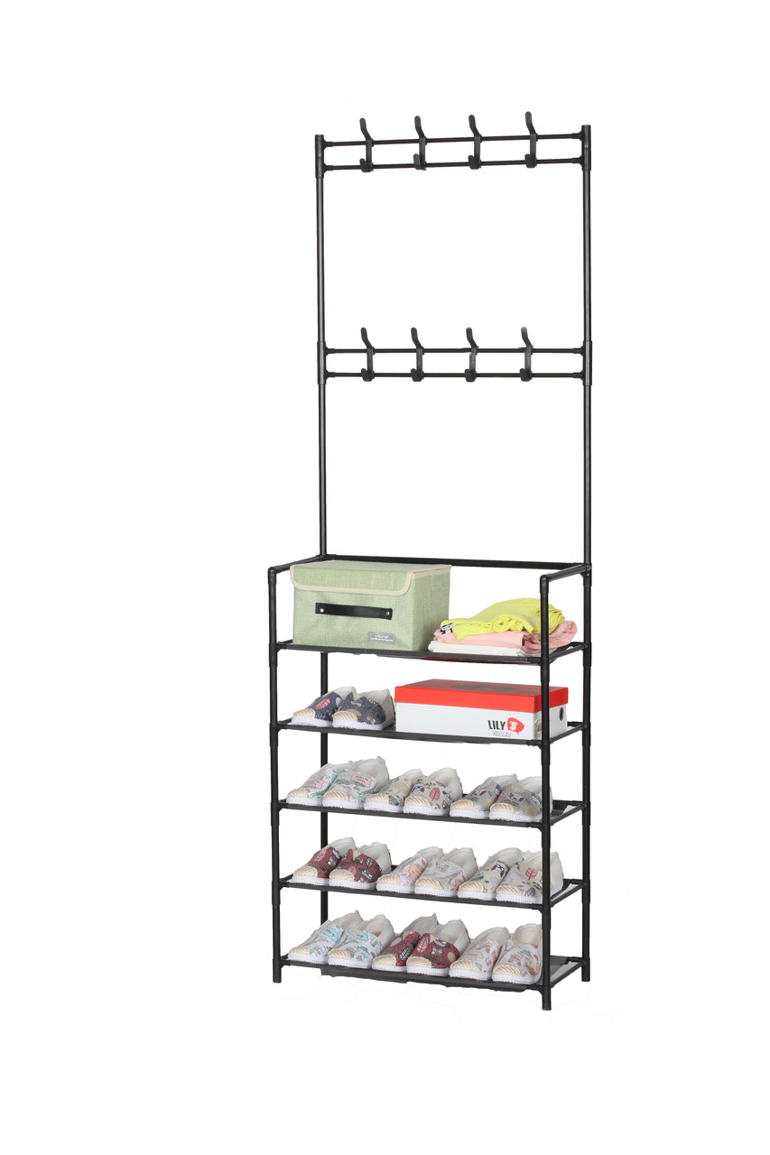 Вішалка для одягу для підлоги з полицями для взуття 60х28х172 см  СТ-5