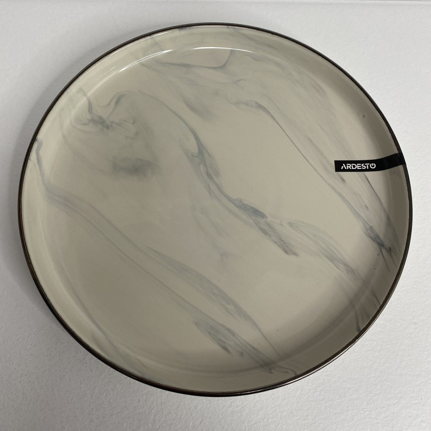 Тарілка обідня керамічна 27 см Ardesto Marmo AR2927MRB бежевий мармур, фото 1