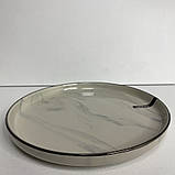 Тарілка обідня керамічна 27 см Ardesto Marmo AR2927MRB бежевий мармур, фото 2