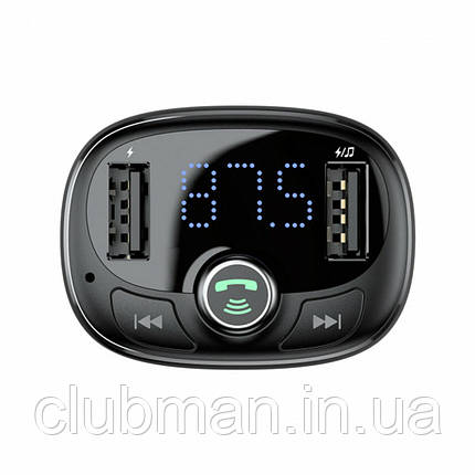 АЗП з FM-модулятором Baseus T typed Wireless MP3 Сharger Tarnish, фото 1