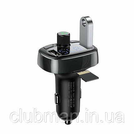 АЗП з FM-модулятором Baseus T typed Wireless MP3 Сharger Tarnish, фото 3