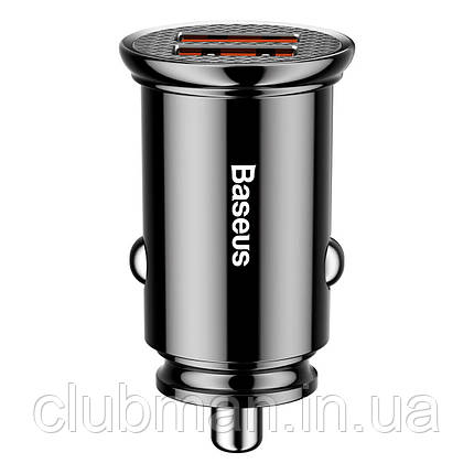 Автомобільний зарядний пристрій Baseus Circular Plastic А+А 30W Black, фото 2