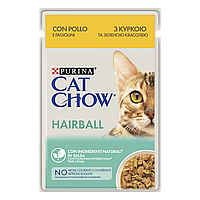 Вологий корм для дорослих котів Purina® Cat Chow® HAIRBALL (Пуріна Кет Чау). З куркою та зеленою
