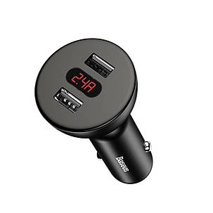 Автомобільний зарядний пристрій Baseus 360°rotation Daul input Black, фото 1