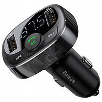 АЗП з FM-модулятор Baseus T typed Bluetooth MP3 charger with car holder(Standard edition)Black, фото 2