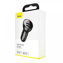 Автомобільний зарядний пристрій Baseus Digital Display Dual USB 4.8A Car Charger 24W Grey, фото 2