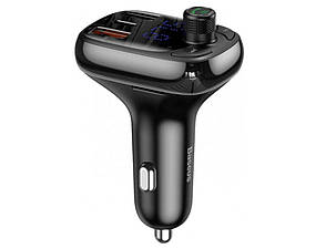 АЗП з FM-модулятором Baseus T typed S-13 Bluetooth MP3 car charger Black, фото 1